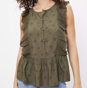 NWT Loft Eyelet Ruffle Blouse Tank Top